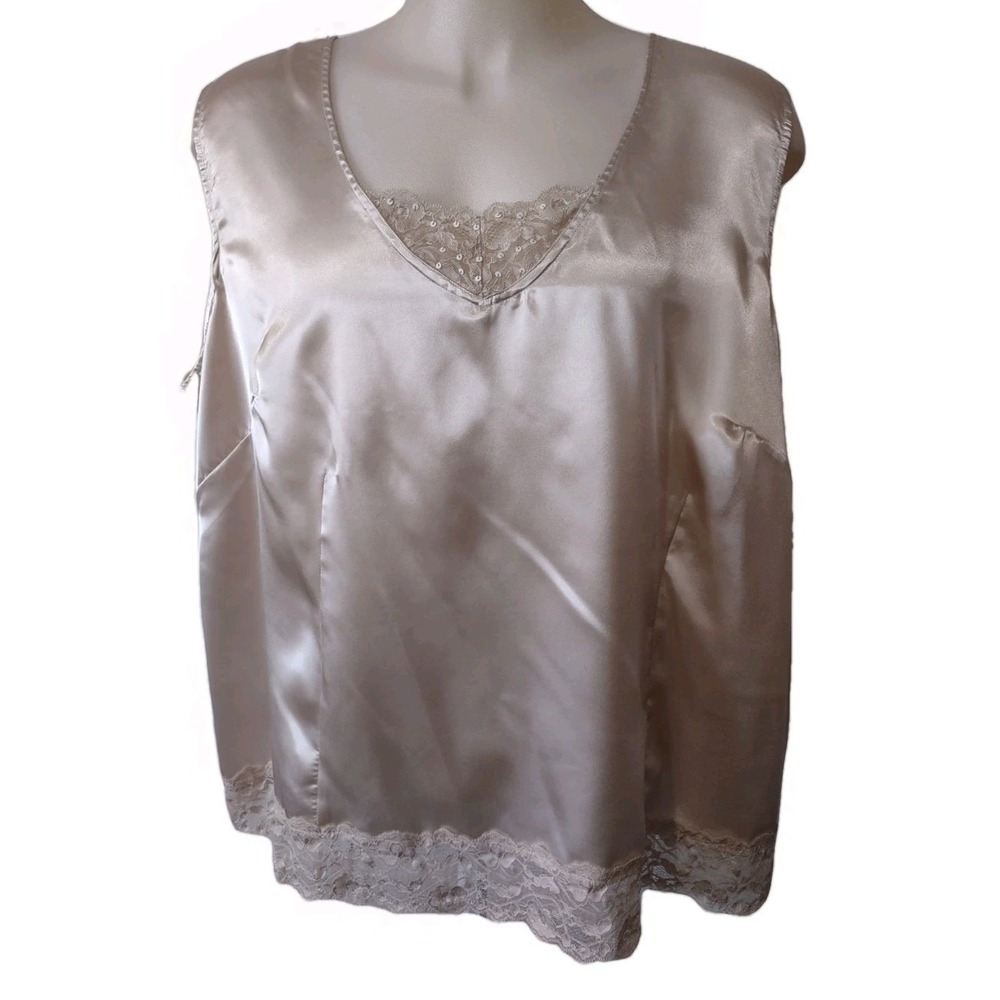 Denim 24/7 Cami Tank Top Women's Size 32W Sleeveless V Neck Gold Polyester